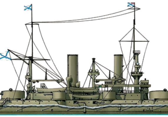 Корабль Россия - Petropavlovsk [Battleship] (1904) - чертежи, габариты, рисунки
